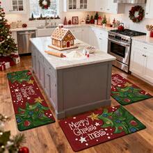 1/2/3pcs Christmas Theme Kitchen Rug, Flannel Kitchen Mat, Soft Comfortable Absorbent Non-Slip Machine Washable With Backing, Suitable For Multiple Scenes: Entryway, Living Room, Bedroom, Kitchen, Dining Room, Bathroom, Laundry Room, Hallway, Christmas Holiday Home Decor - Multicolor - View 6