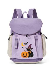 myco bags Unisex Portable Backpack, Halloween Pattern, Durable Polyester, Sturdy Zipper, Adjustable Shoulder Straps, 2D Print, Essential For Outings, Fashionable Student School Bag | Spacious And Convenient, New Back-To-School Bag, Suitable For Commuting, Travel, Casual, College Daily Wear - Multicolor - View 14