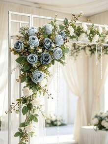 1pc Artificial Rose Bouquet, Suitable For Home Decor, Kitchen Decor, Autumn Decor, Outdoor Decor, Table Decor, Wedding Decor, Artificial Plants, Women's Gift, Back To School - Blue - View 5