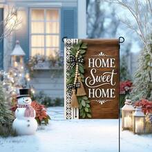 1pc 2D Garden Flag, Home Style Warm Design Garden Flag - Single-Sided Print, Durable Polyester Material, Suitable For Home And Yard Outdoor Decoration, Holiday Atmosphere Decoration, Size 11.8x17.7 Inches, Flag Pole Not Included - A - View 9