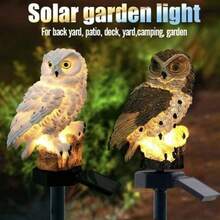 Solar Powered Owl Lawn Light, Resin Realistic Craft Outdoor Glowing Decorative Light, Garden Landscape Light, Light-Control Sensor Ground Stake Light, Animal Model Landscape Light, Holiday Atmosphere Light - Resin Owl Lawn Light - View 1