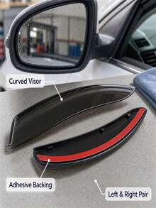 Car Rearview Mirror Rain Guards, Adhesive Visors For Clear Driving - Default - View 3