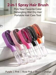 2‑In‑1 Spray Hair Brush Detangler, Built‑In Water Tank Fine Mist Spray Comb, Wet Dry Hair Detangling Brush, Portable Anti‑Overflow Hair Care Styling Tool For Curly Thick All Hair Types - Multiple Styles - View 4