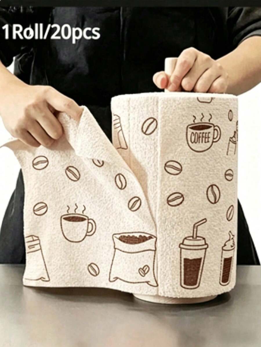 1 Roll 20pcs Reusable Microfiber Cleaning Cloths, Super Absorbent Soft Space Pattern Dishcloths, Washable And Durable, Suitable For Tableware, Countertops And Floors, Convenient Daily Home Cleaning Supplies - A - View 1