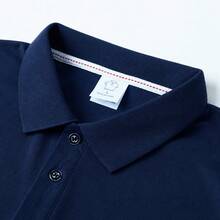 Men's Golf Long Sleeve Polo Shirt, Navy Blue Button Placket Regular Fit Collared Top, Classic Outdoor Golf Course Casual, Party Date Running Sports - Navy Blue - View 9