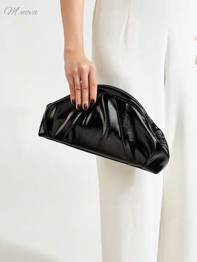 Vintage Solid Color Clasp Clutch Purse Wallet, Versatile Large Capacity Handbag For Women, Fashion PU Material, Suitable For Weddings, Parties, Balls, Dinners