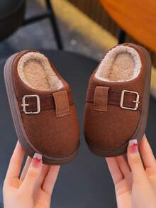 Children's Soft Sole Slippers, Suitable For Boys/Girls Autumn/Winter Wear, Simple Casual Indoor Slippers, Warm - Brown - View 14