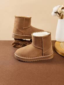 Sepatu Bot Salju Bayi dengan Lapisan Termal, Sepatu Bot Bulu Sol Lembut yang Hangat dan Nyaman untuk Anak Perempuan dan Balita - Coklat - View 3