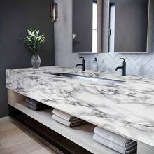 Self-Adhesive Marble Pattern Wall Sticker - 1-Piece Glossy Waterproof Wallpaper, Furniture Renovation Sticker, Kitchen And Bathroom Wall And Countertop Decoration - A - View 5