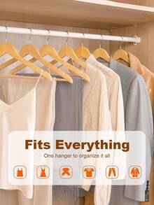 10pcs Heavy Duty Wooden Suit Hangers, Non-Slip Bar, Curved Shoulder Design Suitable For Suits, Jackets, Shirts, Pants, Home Storage Organizer For Closet, Bedroom, Hotel, Portable Travel Clothes Rack For Room Decoration And Clothing Organization - Multicolor - View 8