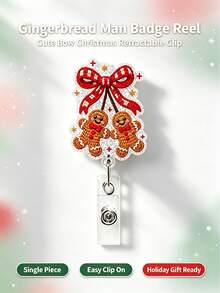 Christmas Retractable Acrylic Badge Reel, Knitted Style ID Holder, Anti-Loss Nurse Badge Clip - A - View 8