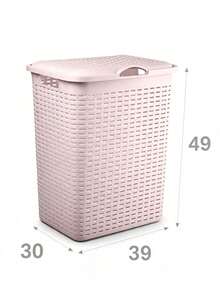 Plastic Rattan Laundry Hamper With Lid, Large‑Capacity Breathable Dirty Clothes Basket With Sturdy Handles & Dust‑Proof Cover, For Bathroom, Laundry Room, Bedroom & Closet, Perfect For Family And Dorm Students To Store Garments, Towels & Linens - Multicolor - View 15