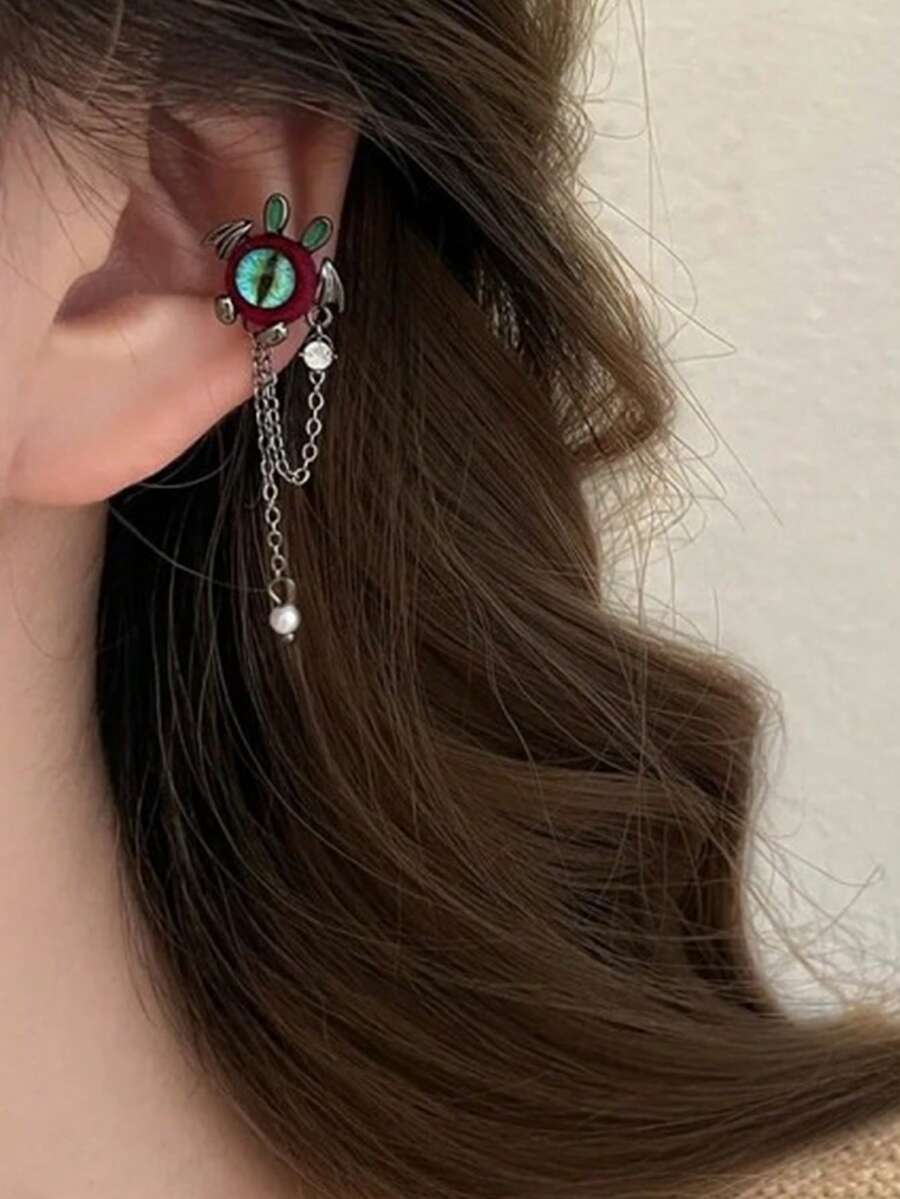 1 buah Anting Tindik Tulang Rawan Bintang Jatuh Berkilau, Salib Medis, Berlian Imitasi, Anting Tindik Tulang Rawan, Liontin Planet, Perhiasan Telinga Mewah Serbaguna - Jepitan Telinga Rumbai - View 1