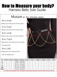 1pc Women's Adjustable Gothic Style Three-Chain Waist Belt, Suitable For Everyday Wear - Black - View 4