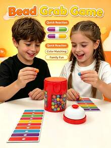 Children's Colorful Ball Card Game Set, Lucky Draw Game, 90 Colorful Balls, 1 Game Box, 6 Cards, 1 Bell, Multi-Player Entertainment, Develop Color Recognition And Reaction Ability, Suitable For Children's Party, Parent-Child Interaction, Ideal Gift For Holiday And Birthday - Multicolor - View 4