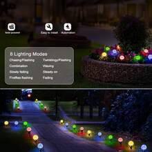 Warm Light Solar Powered Globe Garden Stake Light, Weather Resistant, Garden Path Yard Decor Ground Light - Black - View 9
