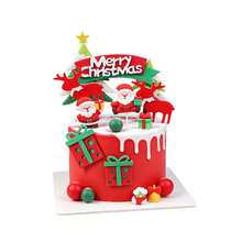 16pcs Christmas Cake Toppers, Soft PVC Santa Claus Stocking Bell Figurine, Christmas Tree Banner Insert, Holiday Cake Decorations Set - Multicolor - View 7