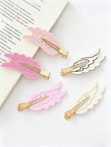 6/2pcs Fashionable Cute Angel Wing Crocodile Hair Clips, Seamless Wear, Suitable For Daily Outings, Versatile And Practical - Multicolor - View 4