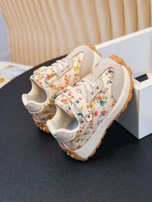 New 2026 Kids' Spring/Autumn Floral Vintage Sports Shoes, Non-Slip Sneakers For Girls - Red - View 5