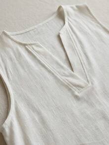 glestore Men's Vintage "Old Money" Style Linen Sleeveless T-Shirt: Soft, Comfortable, And Stylish-A Versatile Choice For Men's Sleeveless Tops - White - View 6