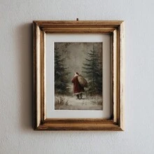 1 Piece, Santa Claus Canvas Painting: Vintage Style Holiday Artwork With Nostalgic Vibe, Classic Christmas Atmosphere, Snowy Forest Landscape, Printable Seasonal Wall Decor - Santa Claus, Yuletide, Xmas, Christmas Day, Canvas Wall Decor, Popular Autumn Farmhouse Style Canvas Poster, Suitable For Modern Home Decor, Room, Living Room, Bathroom, Kitchen, Living Room, Home Decor. - A - View 8