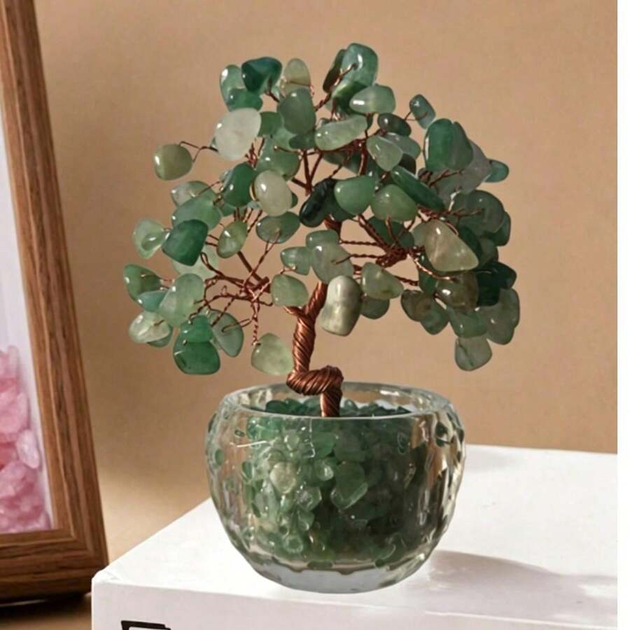 2026 New Small 2D Flat Printed Acrylic Green Crystal Tree Decoration, Christmas Table Decor Gift, Home Decor, Kitchen Decor, Room Decor, Party Decor, Decorative Craft, Desk Ornament, Dining Table Decor - Green Transparent Base - View 1