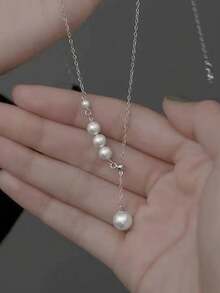 1 dây chuyền choker nữ mặt ngọc trai giả, phong cách ngách sang trọng nhẹ nhàng, đeo hàng ngày đi làm, dễ phối lớp, đa năng - Mặt dây chuyền ngọc trai - Xem 3