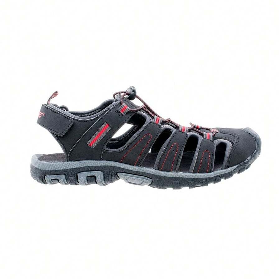 Hitec Hi-Tec Mens Tiore Logo Sandals - Black/Dark Grey/Red - View 1