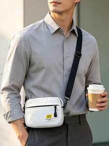 Men Mini Nylon Crossbody Bag Lightweight Shoulder Purse Casual Daily Travel Phone Pouch With Adjustable Strap - White - View 4