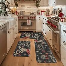 1/2/3pcs Christmas Theme Kitchen Rug, Flannel Kitchen Mat, Soft Comfortable Absorbent Non-Slip Machine Washable With Non-Slip Backing, Suitable For Multiple Scenes: Entryway, Living Room, Bedroom, Kitchen, Dining Room, Bathroom, Laundry Room, Hallway, Christmas Holiday Home Decor - Multicolor - View 5