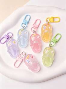 1/6pcs Icy Translucent Glitter Jelly Color Cartoon Clogs, With Fork, Croissant, Cream Decoration, Suitable For Daily Matching, Bag And Backpack Charms, Commemorative Gift For Friends - Multicolor - View 4
