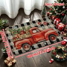 1/2/3pcs Christmas Theme Kitchen Rugs, Flannel Kitchen Mats, Soft Comfortable Absorbent Non-Slip Machine Washable With Non-Slip Backing, Multi-Functional Home Floor Mats For Doorway, Living Room, Patio, Bedroom, Kitchen, Dining Room, Laundry Room, Bathroom, Entryway, Holiday Christmas Decor Mat - Multicolor - View 11