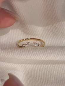 1pc Sparkling Wing Ring For Women, Luxury Niche Design, High-End Fashion Elegant Elegant, Open Adjustable Finger Ring, Suitable For Daily Wear, Gatherings And Parties - Gold - View 2