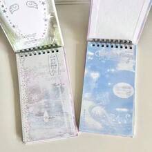 Colorful Romantic Narrow Notebook, Korean Style Collage Spiral Notebook, Sweet Vintage Lace Pattern Spiral Notebook, Rabbit & Crystal Ball Printed Planner Diary, Student Office Daily Writing Notebook - Multicolor - View 7