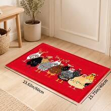 1pc Christmas Rooster Pattern Printed Faux Cashmere Kitchen Mat, Christmas, Can Be Used As Christmas Gift, Christmas Decoration, Absorbent Kitchen Floor Mat, Kitchen Rug, Long Runner, Sink Front Mat, Suitable For Kitchen, Bathroom, Entryway, Hallway, Laundry Room And Home Decor - Multicolor - View 12