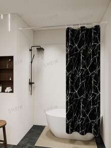 Premium Black Marble Pattern Shower Curtain, Luxury Style, Easy To Clean, Durable, Water-Resistant, Blackout, Opaque, Suitable For Bathroom, Hotel, Home, School, Multiple Sizes Available, Adjustable, With Hooks - Black Marble - View 5