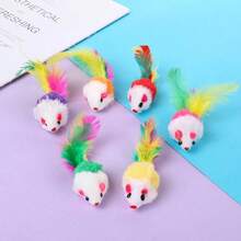 5/10/15/20pcs Plush Mouse Cat Toys, Helps Dental Health, Interactive Indoor Play And Teeth Cleaning, Random Colors, Small Mouse Without Cage - Multiple Styles - View 4