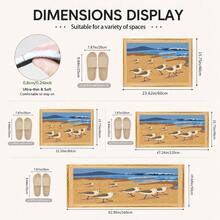 1pc Beach Water Bird Pattern Printed Faux Cashmere Kitchen Mat, Absorbent Kitchen Rug, Kitchen Carpet, Long Runner Mat, Sink Front Mat, Suitable For Kitchen, Bathroom, Entryway, Hallway, Laundry Room And Home Decor - Multicolor - View 3