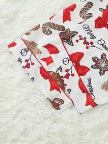 Christmas Print Women's Long Sleeve Long Pants Bubble Crinkle Pajama Set - Apricot - View 9