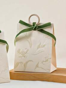20pcs/40pcs Wedding Forest Velvet Ribbon Small Gift Box, Holiday Party Birthday Floral Small Tote Box + Small Pearl Pendant - Multi-color - View 7