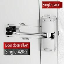 1 Pack, Home Use Automatic Door Closer, Adjustable Buffer Force, Suitable For Light Doors - Square Silver - View 2