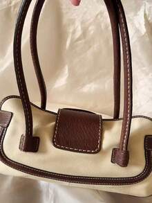 Autumn/Winter New High-End Patchwork Shoulder Bag, Exquisite Minimalist Commuter Underarm Bag, Versatile Handbag For Women - Beige - View 5
