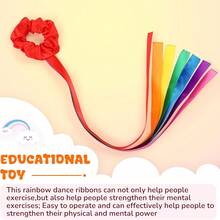 4/6pcs Rainbow Dancing Ribbons, Elastic Dance Sticks For Music Class, Christmas Valentine's Day Handheld Rhythmic Tassel Dance Props Gift, Multi-Color Handheld Dancing Wristbands, Gymnastics Dance Ribbons - Rainbow Ribbon On Wrist - View 3