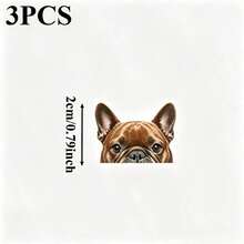Bulldog Peeking Sticker - Hidden Button Activated Pop-Up PVC Vinyl Privacy Decor, Easy To Install Car Rearview Mirror Sticker (No Tools Required) - one-size - View 3