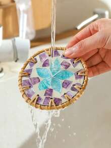 1pc/2pcs Lightweight Luxury Woven Colorful Shell Coasters, Natural Pearl Mother-Of-Pearl Heat Resistant Insulation Pads, Anti-Scald Tea Cup & Teapot Mats, Exquisite Home Tabletop Decor, Suitable For Coffee Tables, Kitchen Dining Tables, Party Table Decorations - Multicolor - View 9