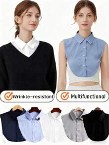 2/1pc Dickey Collar For Women – Detachable Faux Collars,Fake Collar Inserts For Blouses & Sweaters,Women's False Shirt Collars,Comfortable & Stylish - White - View 1