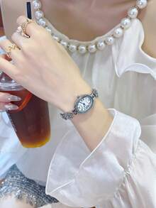 1pc New Casual Fashion Women's Bracelet Watch, Crystal Decorated Dial, Rhinestone Inlaid Strap, Suitable For Students Back To School - one-size - View 12