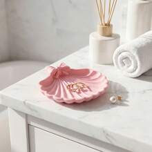 Elegant Bow Shell Hair Accessory Tray - Cute Shell Shaped Jewelry Tray, Fashionable Vanity Storage Box, Suitable For Rings, Earrings, Necklaces, Aesthetic Home Decor Accent, Accessory Storage Box, Jewelry Tray - Multicolor - View 7