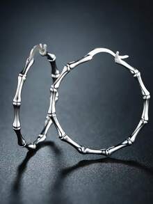 1 Pair Daily Hoop Earrings For Women, Wedding Engagement Party Jewelry, Valentine's Day Gift - Silver - View 6