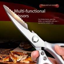 Practical Kitchen Poultry Shears, Sharp Stainless Steel Scissors For Processing Meat, Seafood And Vegetables Home Kitchen Supplies - Silver - Rust-resistant Chicken Bone Scissors - View 3